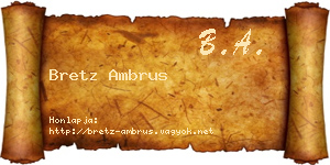 Bretz Ambrus névjegykártya